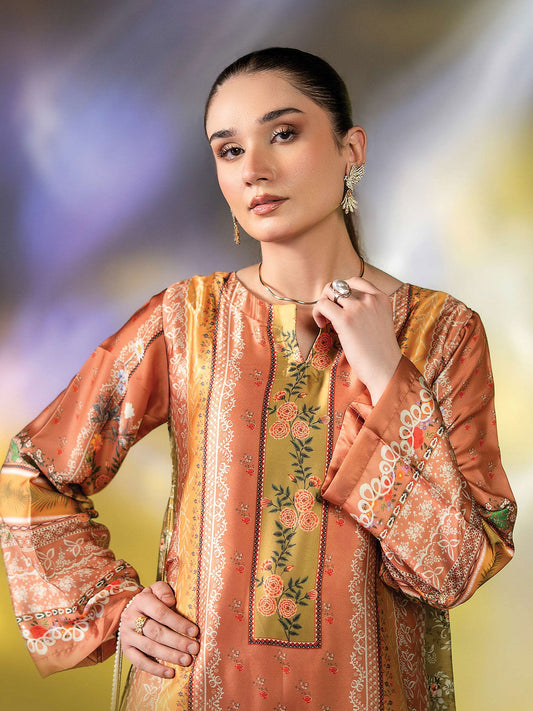 Ally's "Gulzar" Luxury Silk 2-Piece Suit (EA27) - Peach