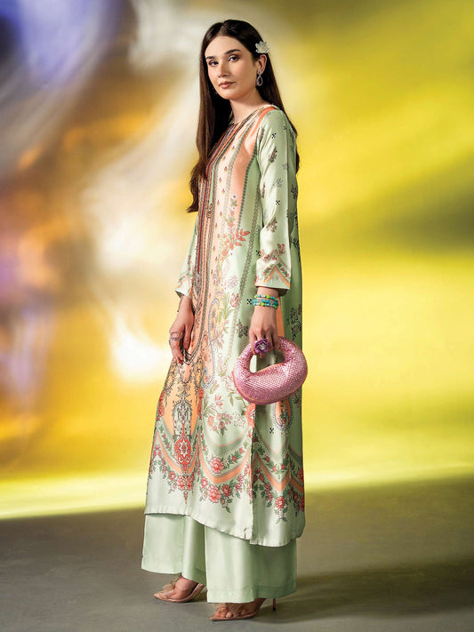 Ally's "Gulzar" Luxury Silk 2-Piece Suit (EA30) - Mint Green