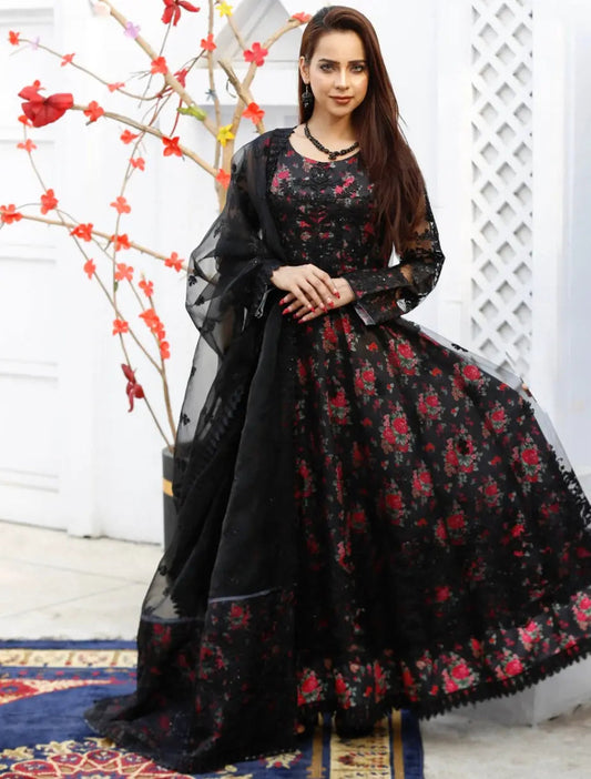 SOFIA KHAS | Embroidered Net Mother & Daughter Readymade | JS164 (Black) - NTBR