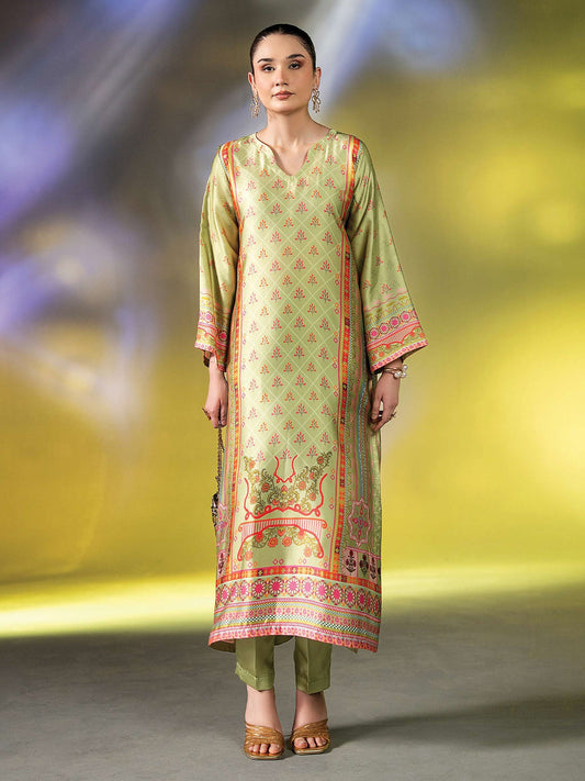 Ally's "Gulzar" Luxury Silk 2-Piece Suit (EA25) - Light Green