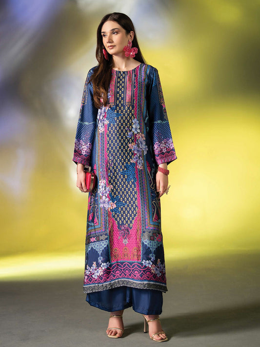 Ally's "Gulzar" Luxury Silk 2-Piece Suit (EA26) - Blue