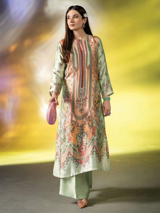 Ally's "Gulzar" Luxury Silk 2-Piece Suit (EA30) - Mint Green