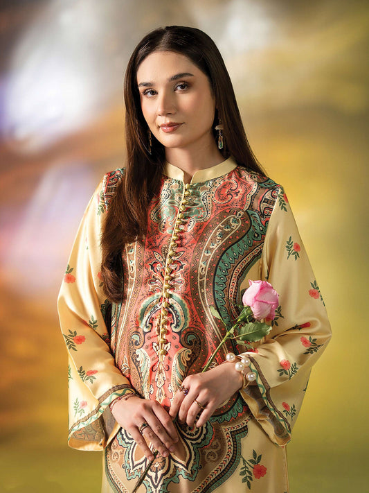 Ally's "Gulzar" Luxury Silk 2-Piece Suit (EA31) - Cream
