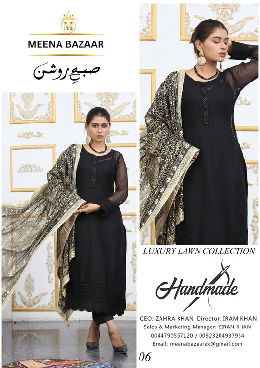 Ntbr Chiffon With Heavy Dupatta - black - NTBR