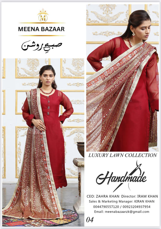 Ntbr Chiffon With Heavy Dupatta - Red - NTBR