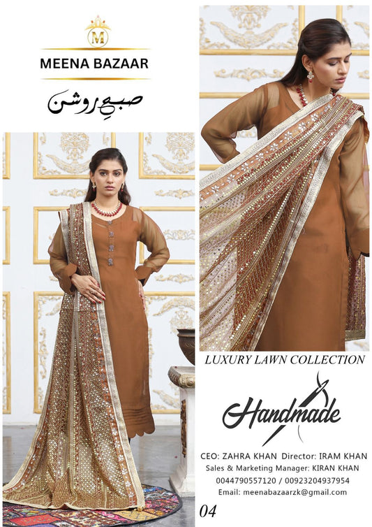 Ntbr Chiffon With Heavy Dupatta - brown - NTBR
