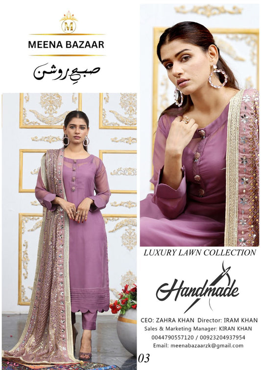 Ntbr Chiffon With Heavy Dupatta - purple - NTBR